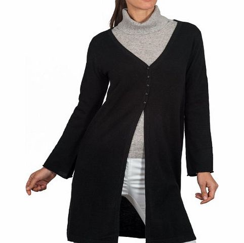 Woolovers Wool Overs Womens Cashmere amp; Merino Extra Long V Neck Cardigan Black Small