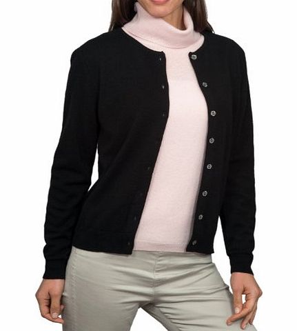 Woolovers Wool Overs Womens Cashmere amp; Merino Timeless Crew Cardigan Black Small