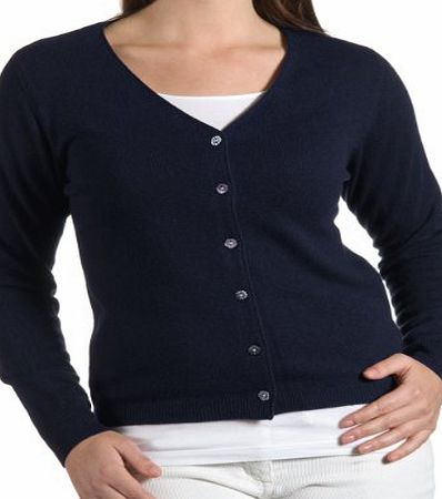 Woolovers Wool Overs Womens Cashmere amp; Merino Versatile V Neck Cardigan Navy Extra Large
