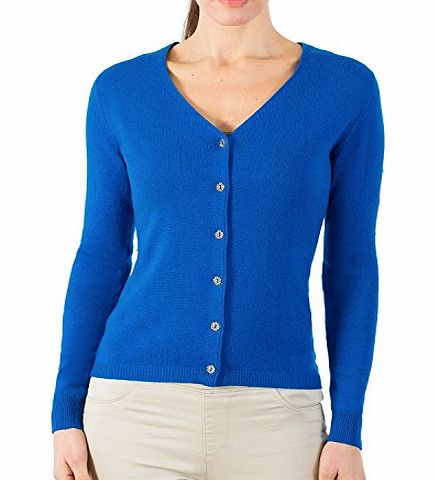 Woolovers Wool Overs Womens Cashmere amp; Merino Versatile V Neck Cardigan Royal Blue Small