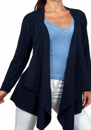 Woolovers Wool Overs Womens Cashmere amp; Merino Waterfall Cardigan Navy Extra Large
