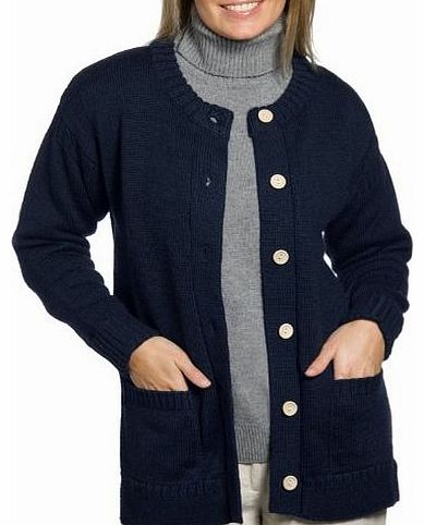 Woolovers Wool Overs Womens Guernsey Cardigan Navy Large