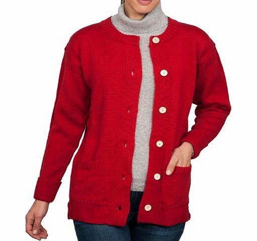 Woolovers Wool Overs Womens Guernsey Christmas Cardigan Red Medium