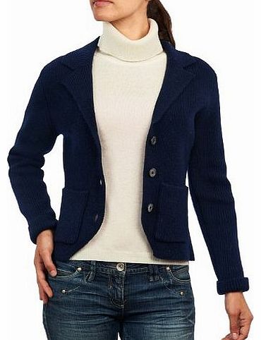 Woolovers Wool Overs Womens Lambswool Chunky Knitted Jacket Navy Medium