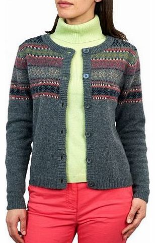 Woolovers Wool Overs Womens Lambswool Fair Isle Cardigan Mid Grey Marl Extra Large