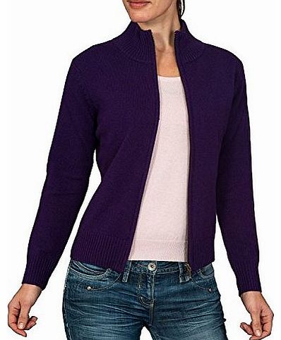 Woolovers Wool Overs Womens Lambswool Shaped Zip Cardigan Blueberry Extra Large