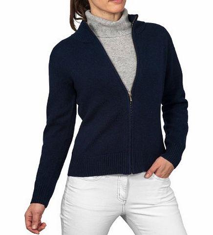 Woolovers Wool Overs Womens Lambswool Shaped Zip Cardigan Navy Small