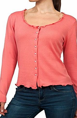 Woolovers Wool Overs Womens Silk amp; Cotton Fancy Frill Cardigan Coral Medium