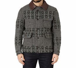 WOOLRICH Grey wool blend patterned jacket