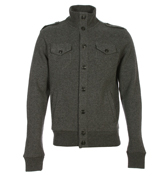 Military Grey Button Fastening Sweater