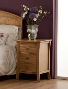 World Furniture Caprio Solid Oak 3 Drawer Bedside Table