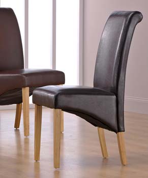 Robert Dining Chair in Light Wood and Brown (pair)