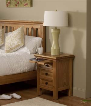 World Furniture Stanmore 3 Drawer Bedside Table in Oak