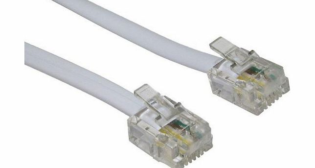 World of Data - 30m ADSL Cable - Premium Quality / Gold Plated Contact Pins / High Speed Internet Broadband / Router or Modem to RJ11 Phone Socket or Microfilter / White