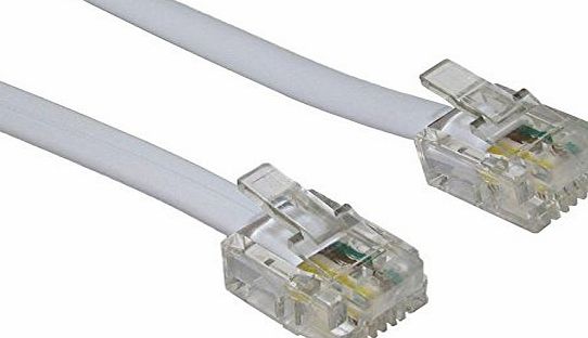 - 5m ADSL Cable - Premium Quality / Gold Plated Contact Pins / High Speed Internet Broadband / Router or Modem to RJ11 Phone Socket or Microfilter / White