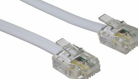 World of Data 10m ADSL Cable - Premium Quality - Gold Plated Contact Pins - High Speed Internet Broadband - Router or Modem to RJ11 Phone Socket or Microfilter - White
