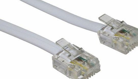10m RJ11 Male BT Broadband Cable ADSL Modem Router Lead 10m - Premium Quality / Gold Plated Contact Pins / High Speed Internet Broadband / Router or Modem to RJ11 Phone Socket or Microfilter / White