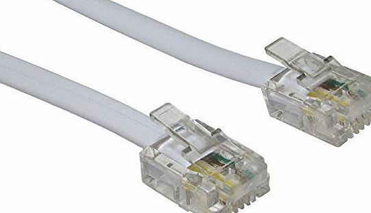 World of Data 3m ADSL Cable - Premium Quality / Gold Plated Contact Pins / High Speed Internet Broadband / Router or Modem to RJ11 Phone Socket or Microfilter / White
