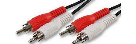 World of Data Twin RCA Phono Stereo Red Black Audio Lead Cable - 1m