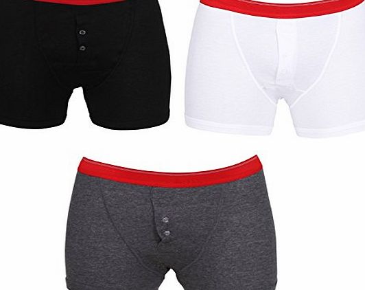 World OF Toys New Mens Boxers Classic Shorts Underwear Trunks Red Waistband Pack Of 3 (Medium / 33-35`` UK Approx) BY (WOT)