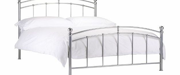 Chatsworth Bed Frame and Prince Mattress with Rebounce - 4FT6 Double Bed with Mattress Set - Contemporary Metal Bedstead - Silver Finish - Coil Sprung and Reflex Foam Mattress - Knit Fabric Micro Quil