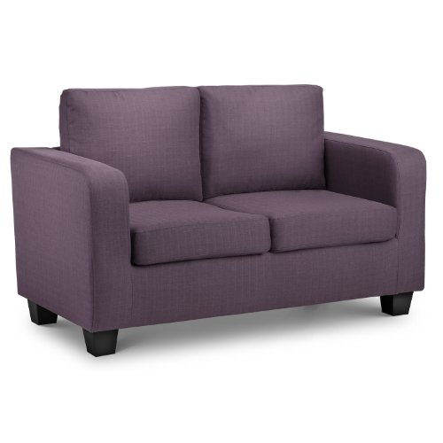 WorldStores Dani 2 Seater Sofa - Purple Fabric Sofa - Straight Modern Contemporary Design - Purple Colour with Dark Feet