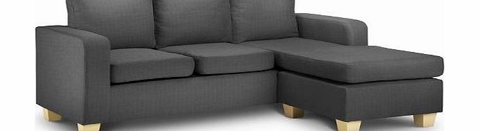 WorldStores Dani Chaise Sofa - 3 Seater Corner Sofa - Grey Fabric Sofa - Straight Modern Contemporary Design - Grey Colour with Light Feet