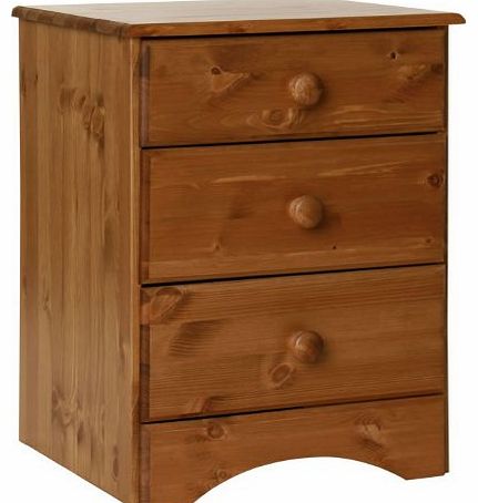 Stockholm Pine 3 Drawer Bedside Table - 3 Drawer Bedside Cabinet - Round Handles - Solid Pine Bedroom Furniture - Pine Finish