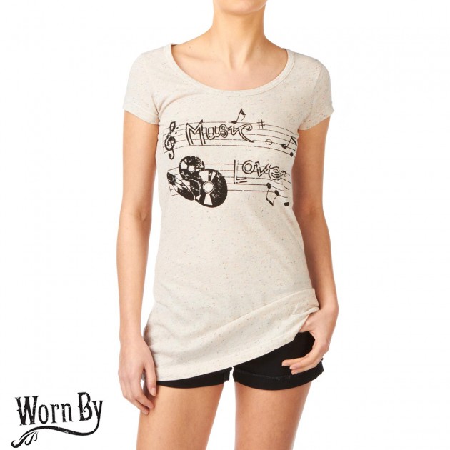 Womens Worn By Music Lovers T-Shirt - Ecru Flec