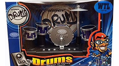 ELECTRONIC FINGER DRUMS Mini Desktop Electronic Drum Toy Office Gadget Recording Function (Silver)