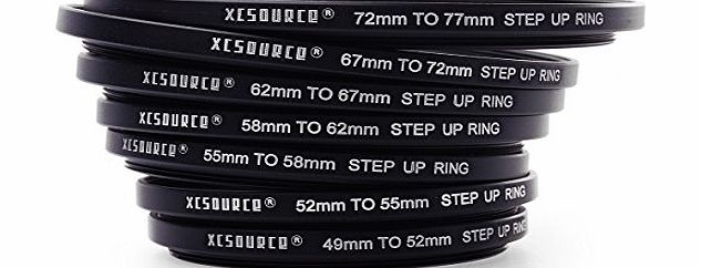 XCSOURCE 49mm 52mm 55mm 58mm 62mm 67mm 72mm 77mm Metal Camera Lens Filter Stepping Step up Rings Lens Hood Adapter Mount Set DC38