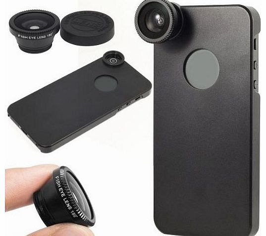 XCSOURCE Fish Eye Fisheye Camera Lens With Black Back Case For iPhone 5 5G 5S DC214