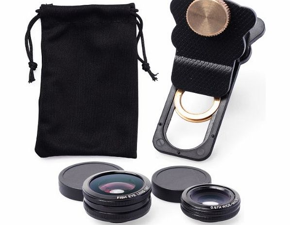 XCSOURCE Universal 3in1 Fish Eye   Wide Angle Macro Lens Phone Camera Kit for iPhone 3G / 3GS / 4G / 4S / 5 / 5G / 5C / 5S / 6 Plus Samsung Galaxy S2 I9100 SII / S3 I9300 / S4 I9500 / Note 2 N7100 /