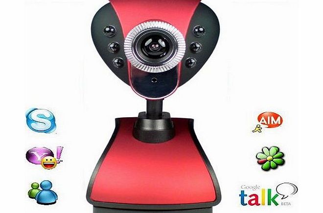 XGadget New Red 12 Megapixel Webcam Camera with Built-in Microphone and Built-in Adjustable LED Lights / NightVision, Plug and Play by XGadget