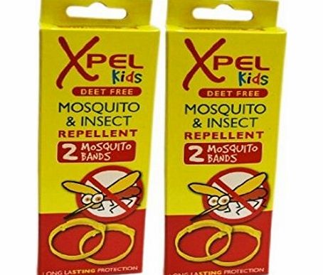 Xpel 4 x Xpel Kids Childrens Mosquito And Insect Repellent Wrist Bands Deet Free Holiday Travel