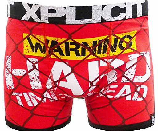 Xplicit Mens Designer Warning Hard Times Novelty Funny Shorts Boxer