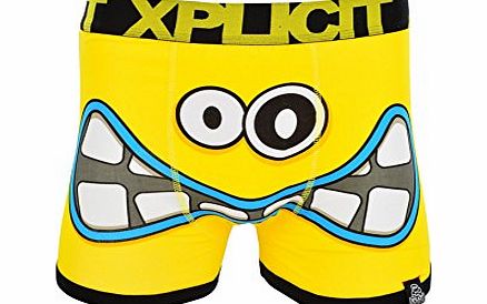 Xplicit Mens ``Mental`` Funny Novelty Boxer Shorts Stag Do Boxers Dandelion Yellow Medium