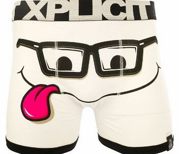 Xplicit Mens Nerdy Specs Funny Novelty Boxer Shorts Stag Do Boxers White Large