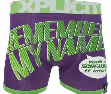 Xplicit Mens Shout Out Funny Rude Novelty Boxer Shorts Purple Rain Large