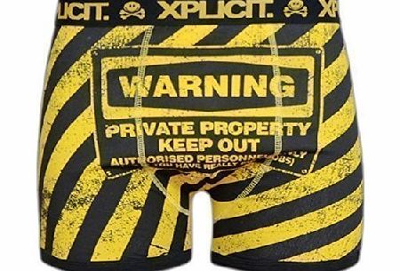 Xplicit Mens Xplicit Warning Print Boxer Yellow XL