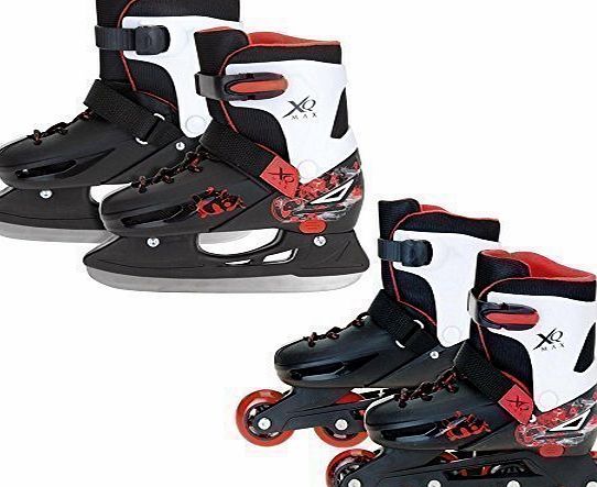 XQ Max  2in1 BOYS INLINE ROLLER SKATES ICE SKATING BOOTS ADJUSTABLE SHOES BLADES (BOYS LARGE 4.5-6.5)