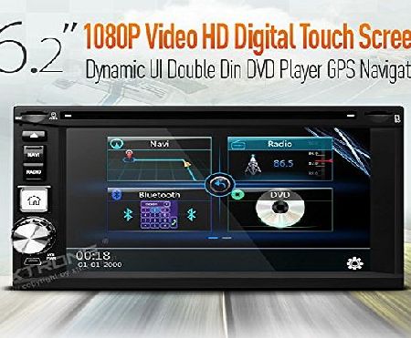 Xtrons  6.2`` 2 Din Double Din HD Touch Screen Car Stereo DVD MP3 Player In-Dash GPS Navigation Radio Bluetooth