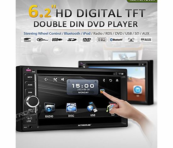 Xtrons  Double 2 DIN Car Stereo DVD Player In Dash Radio 6.2`` HD Touch Screen Stylish UI Bluetooth