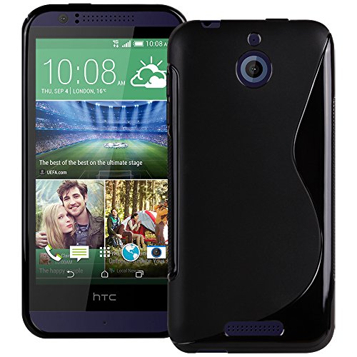 Black S Curve XYLO-GEL Skin / Case / Cover for the HTC Desire 510 Mobile Phone. Includes ClearICE Screen Protector Guard.