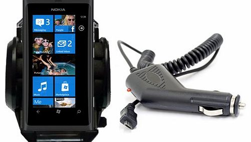 Xylo Car Kit: Windscreen Suction Mount Holder and In Car Charger for the Nokia Lumia 800 Mobile Phone