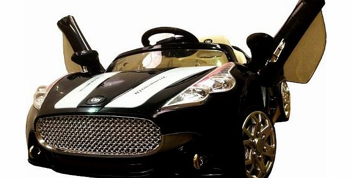 NEW DESIGN MASERATI STYLE BLACK 12V TWIN MOTORS KIDS RIDE ON CAR WITH 4 WYAS PARENTAL REMOTE CONTROL + openable wing doors + mp3 input (MASERATI-BLACK/12V)
