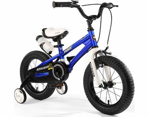 R BABY 16`` INCHES FREESTYLE BMX KIDS BIKE IN COLOUR RED GREEN BLUE AND WHITE + free heavy duty adjustable removable stabilisers+ free sports wate bottle and holder (16``blue)