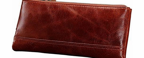 YAAGLE Vintage Mens women quality soft leather Wallets with multiple Credit card slots and i.d. Window billfold clutch bag Hand bag wallets for teenagers Purse Money Clips Cash Key Case Notes Coins Po
