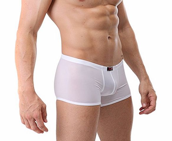 Yafex New Sexy Mens Smooth Underwear Boxer Briefs 3 Size S M L (M, White)