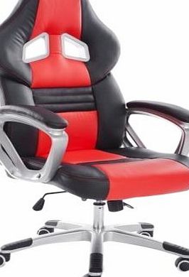 YAKOE  New Luxury Designer Office Chair Desk Chair Unique Design Lockable Tilt Function, Faux Leather, Red